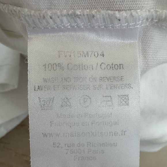 Maison Kitsune Sz M Tricolor Fox Patch Classic Pocket Tee-Shirt white Cotton - Picture 11 of 11